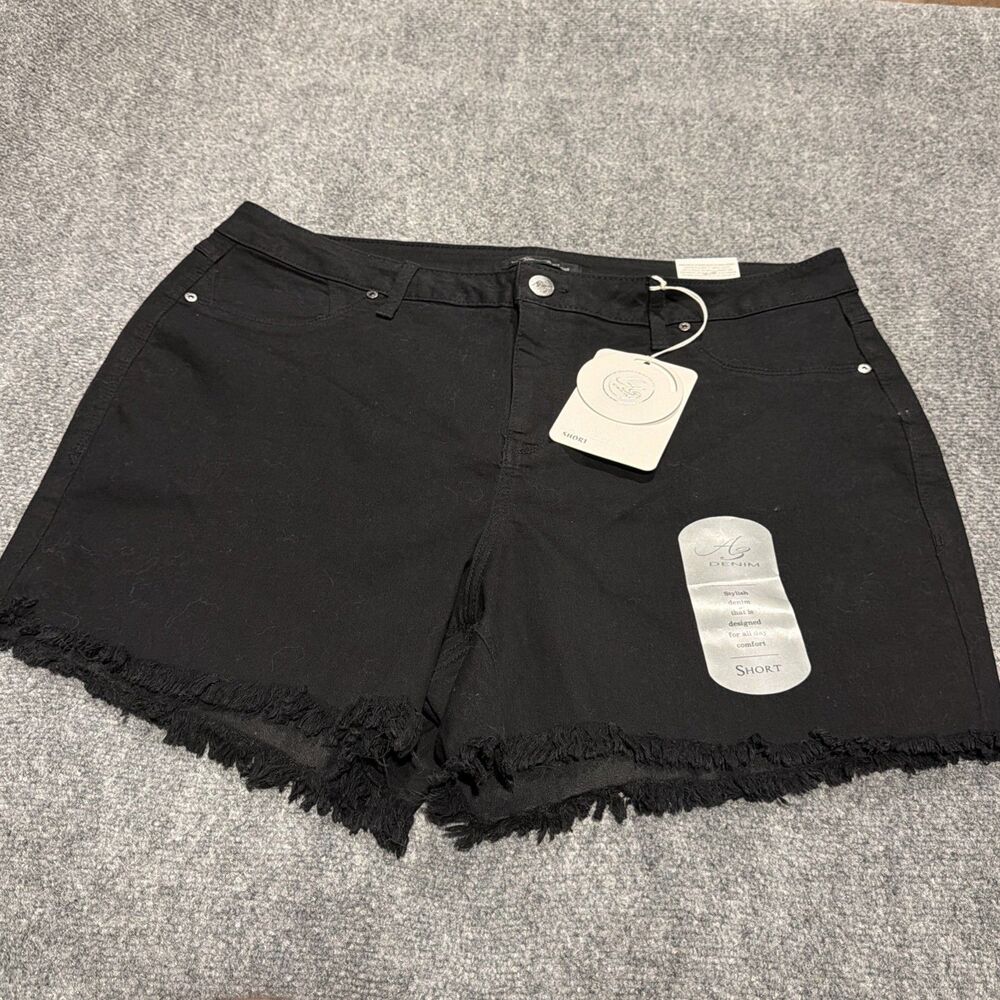 AG Adriano Goldschmied Cut Off Denim Shorts Womens Size 20W Black NEW NWT